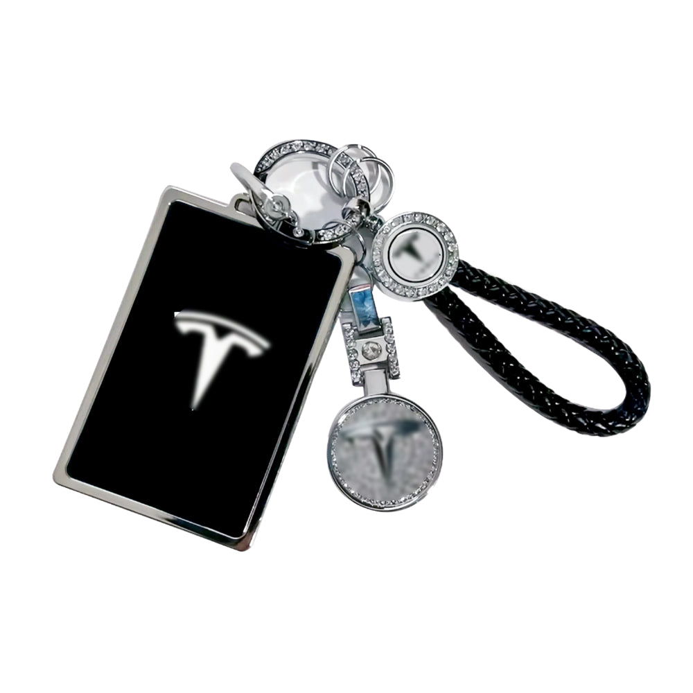 Tesheer Bling Purple Tesla Key Card Holder with Crystal Keychain – Model S/X/3/Y & Cybertruck