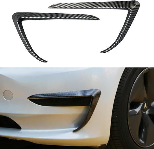Tesheer Matte Carbon Fiber Fog Light Trim Cover for Tesla Model 3 2019-2023 | ABS Eyebrow Spoiler Blade Stick-On