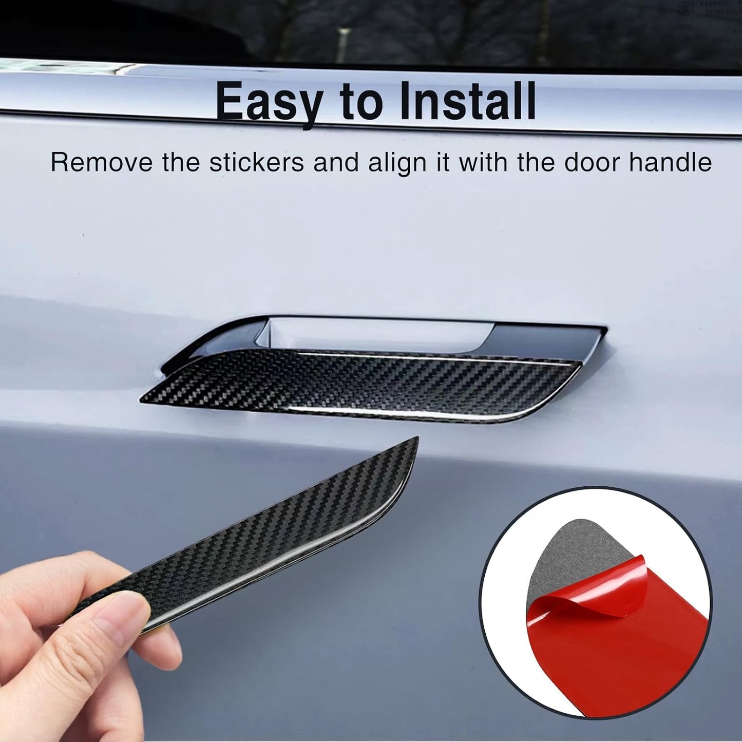 Tesheer Real Carbon Fiber Door Handle Covers for 2016–2026 Tesla Model S – 4PCS