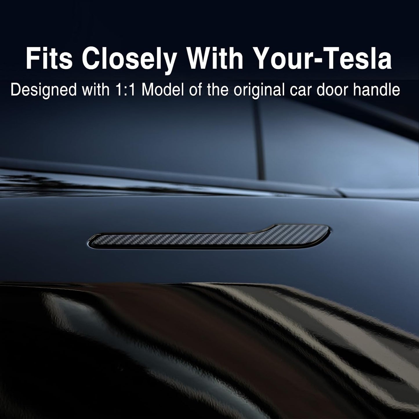 Tesheer Matte Carbon Fiber-Textured Door Handle Covers for Tesla Model 3/Y – ABS, 4PCS