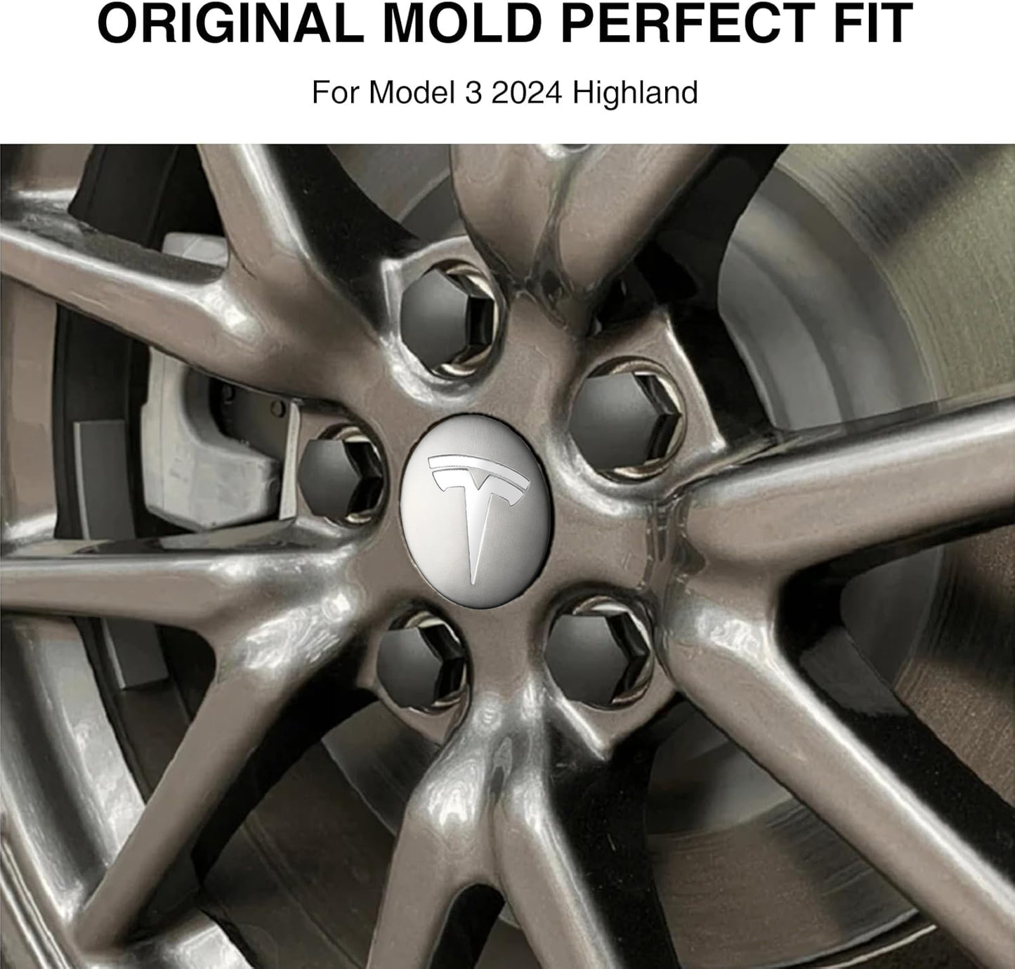 Gray Wheel Center Cap Kit for Tesla Model 3 & Model Y