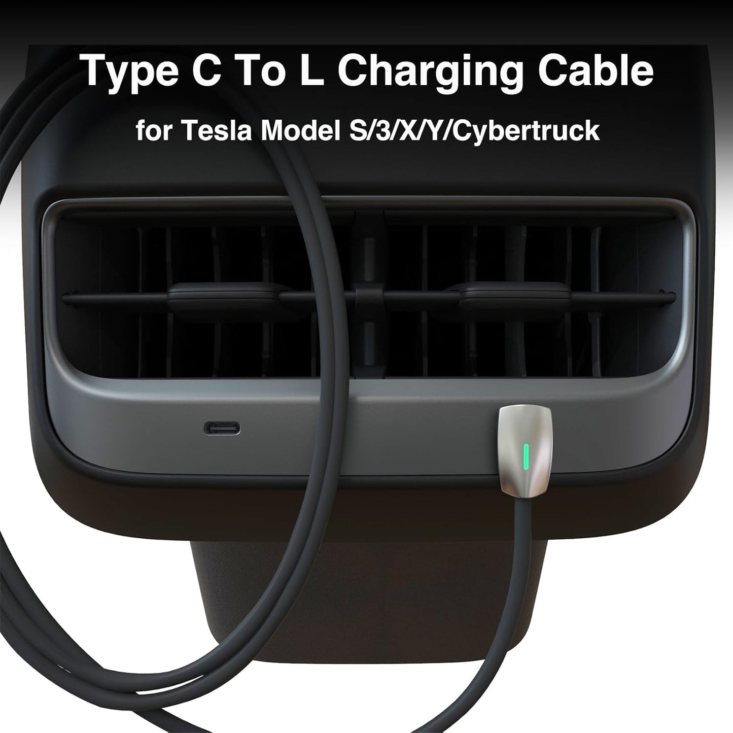 Tesheer 90° USB-C to Lightning Cable 4 ft – Perfect Fit for Tesla Model 3/Y/X/S/Cybertruck Center Console