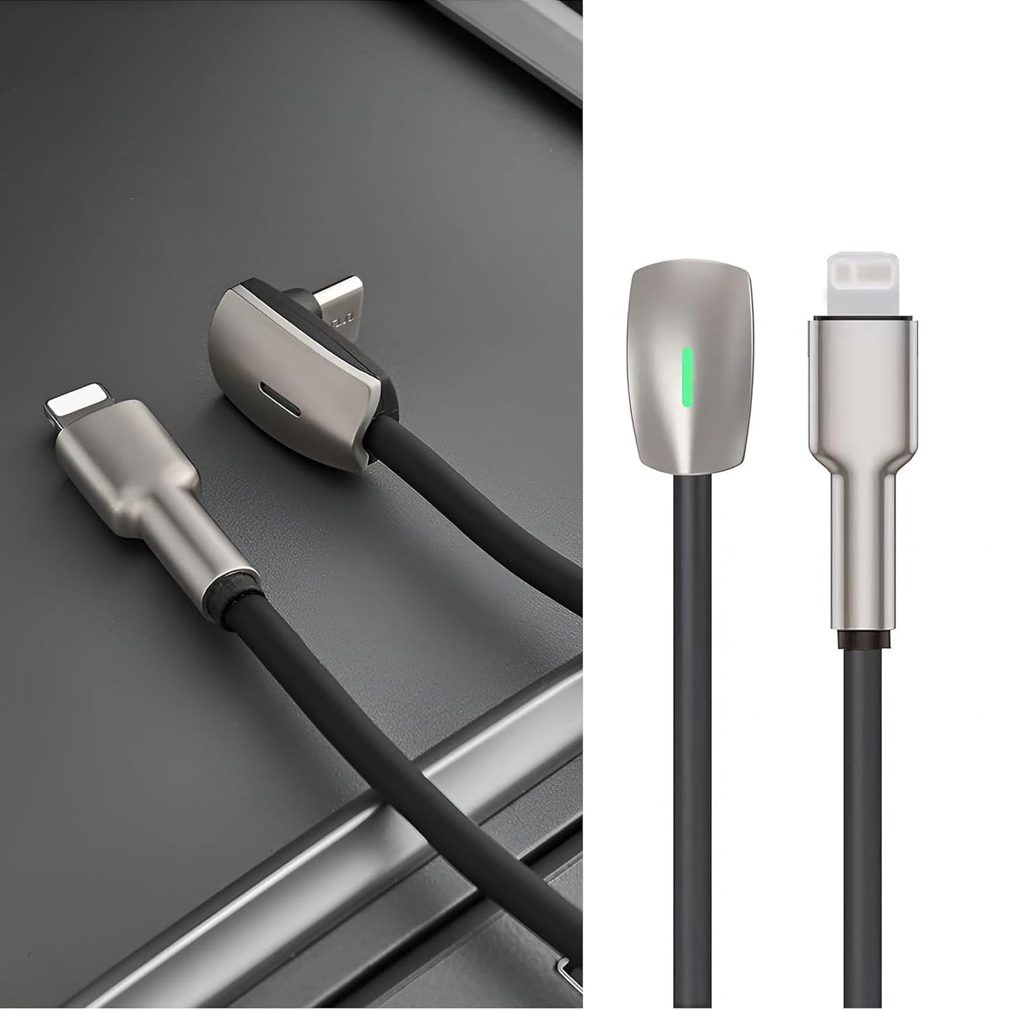Tesheer 90° USB-C to Lightning Cable 4 ft – Perfect Fit for Tesla Model 3/Y/X/S/Cybertruck Center Console