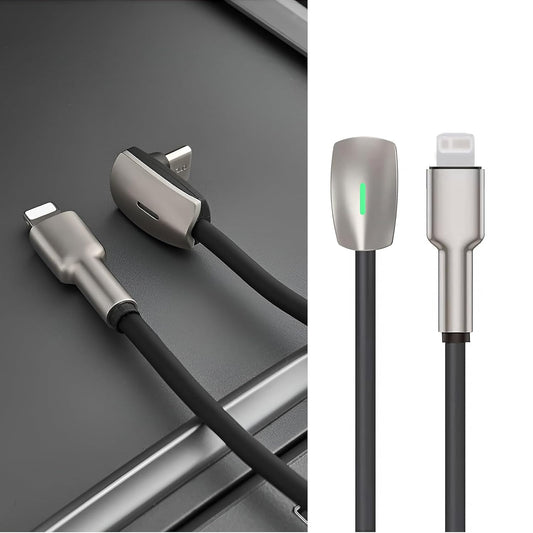Tesheer 90° USB-C to Lightning Cable 4 ft – Perfect Fit for Tesla Model 3/Y/X/S/Cybertruck Center Console