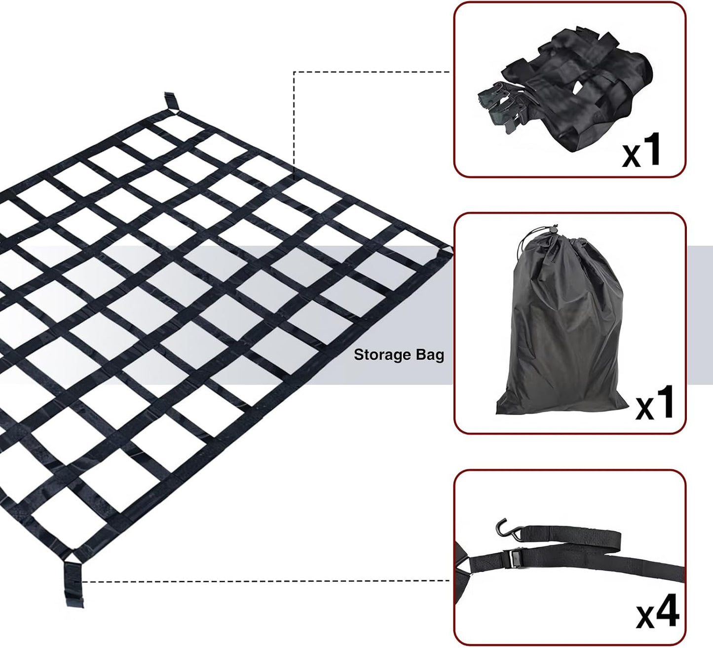 Tesheer Heavy-Duty Truck Bed Cargo Net 81" × 50" – Stretchable Mesh with 12 Hooks & Storage Bag