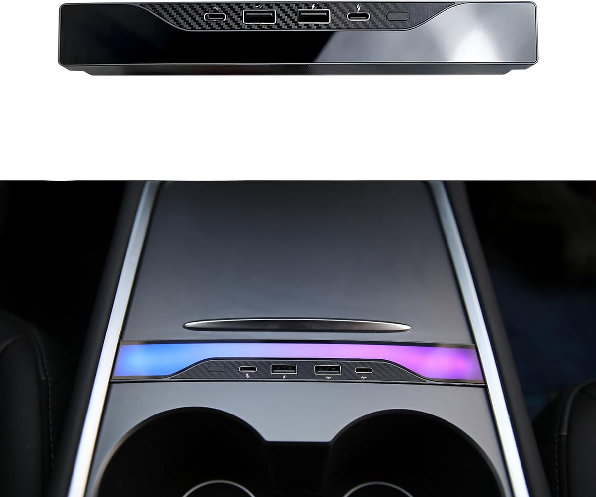 Tesheer RGB Light Multi Port USB Hub for Model 3/Y 2021-2024