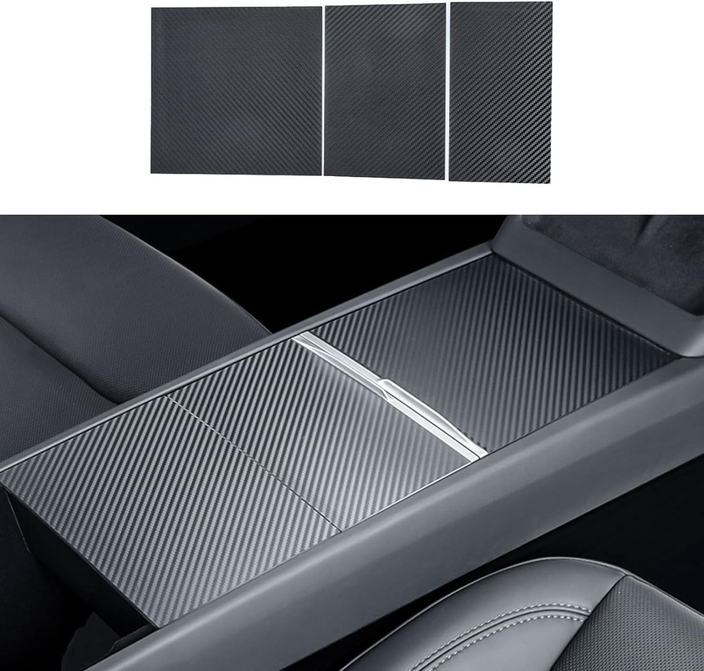 Tesheer 3K Twill Carbon Fiber Center Console Wrap Kit for 2024 Tesla Model 3 Highland