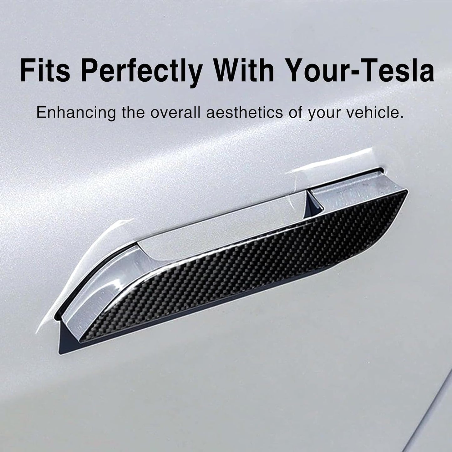 Tesheer Real Carbon Fiber Door Handle Covers for 2016–2026 Tesla Model S – 4PCS