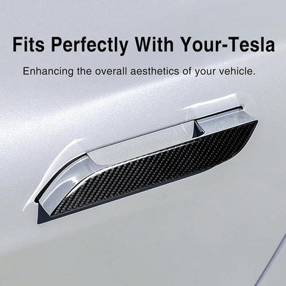 Tesheer Real Carbon Fiber Door Handle Covers for 2016–2026 Tesla Model S – 4PCS Tesheer