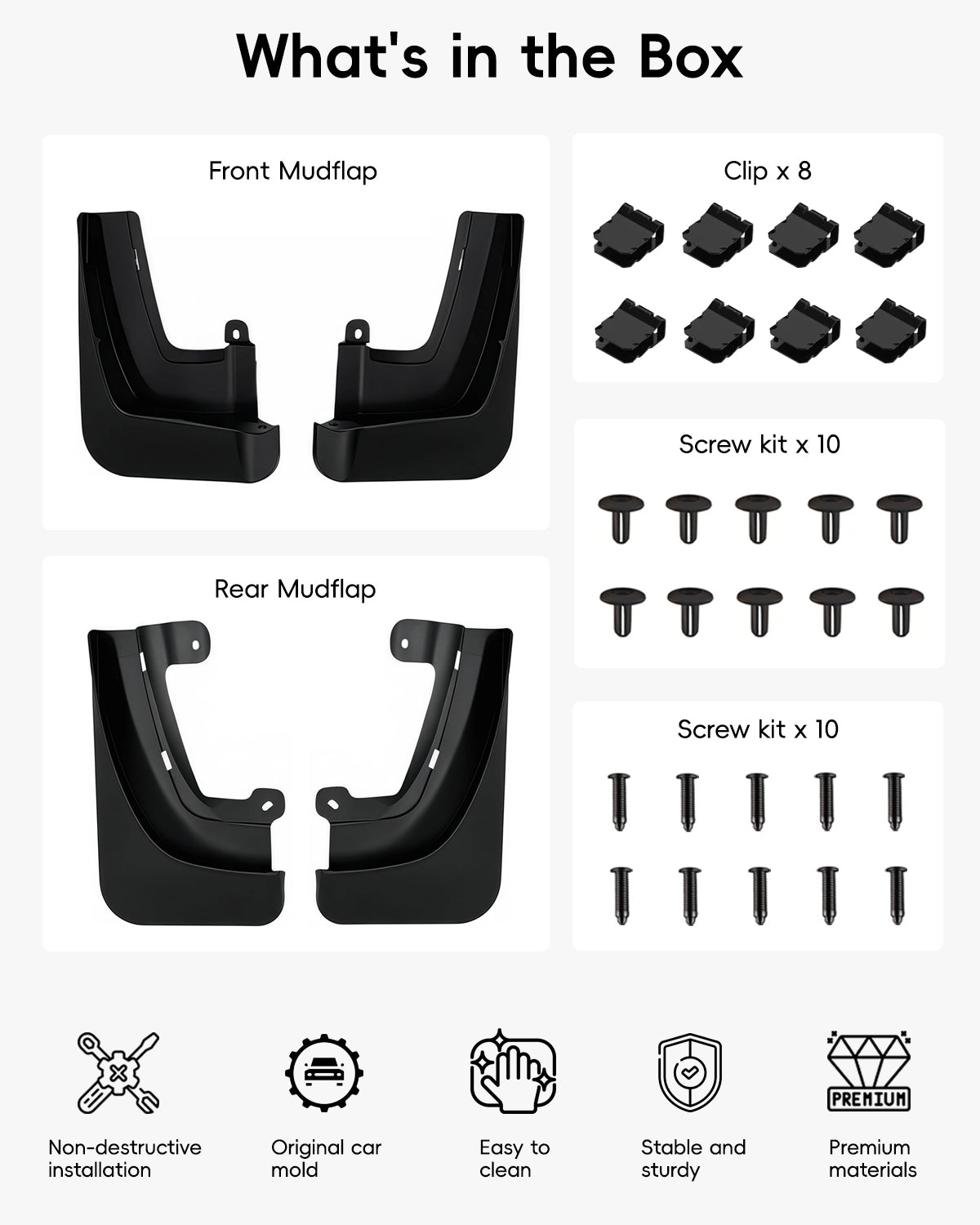 Tesheer Mud Flaps for 2022–2026 Tesla Model X – No-Drill Splash Guards, Set of 4