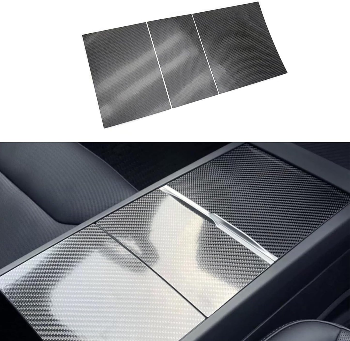 Tesheer Real Carbon Fiber Center Console Cover for 2024 Model 3 Highland