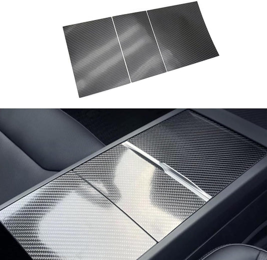 Tesheer Real Carbon Fiber Center Console Cover for 2024 Model 3 Highland