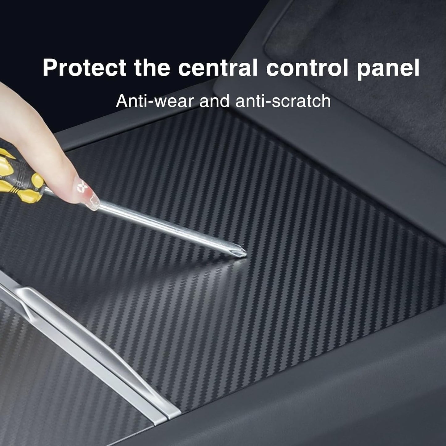 Tesheer Real Carbon Fiber Center Console Cover for 2024–2026 Model 3 Highland & 2025–2026 Model Y Juniper