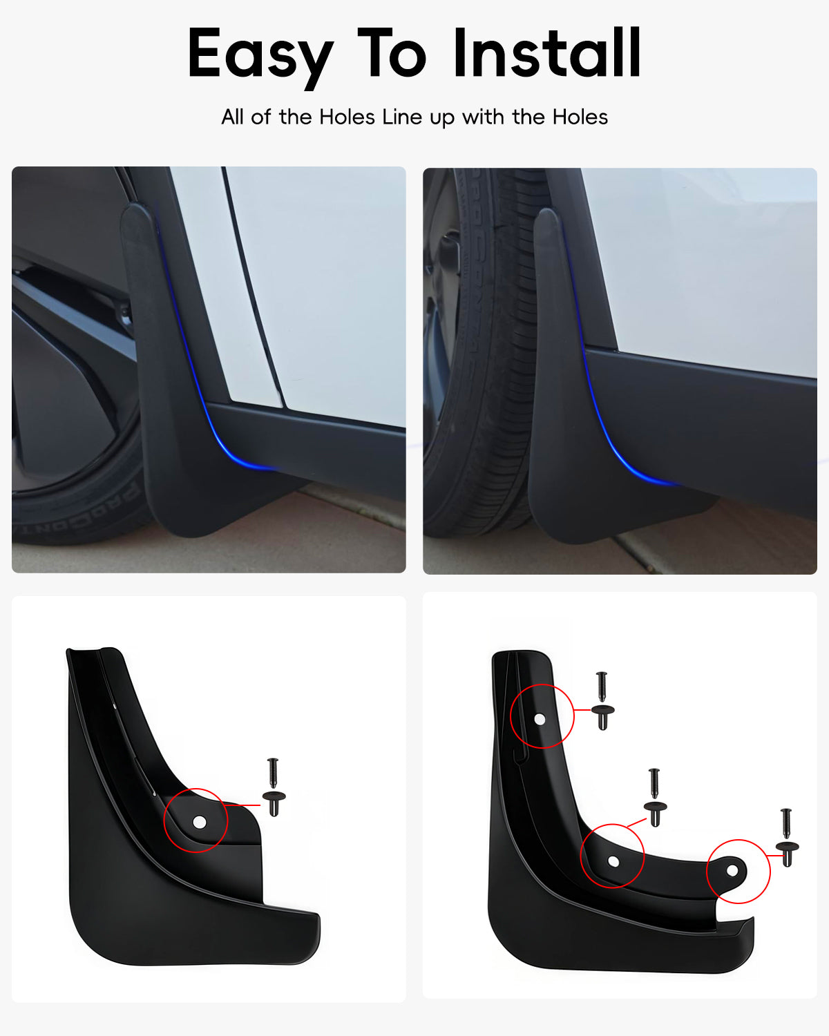 Tesheer Mud Flaps for 2024–2026 Tesla Model 3 Highland – No-Drill Splash Guards, Set of 4