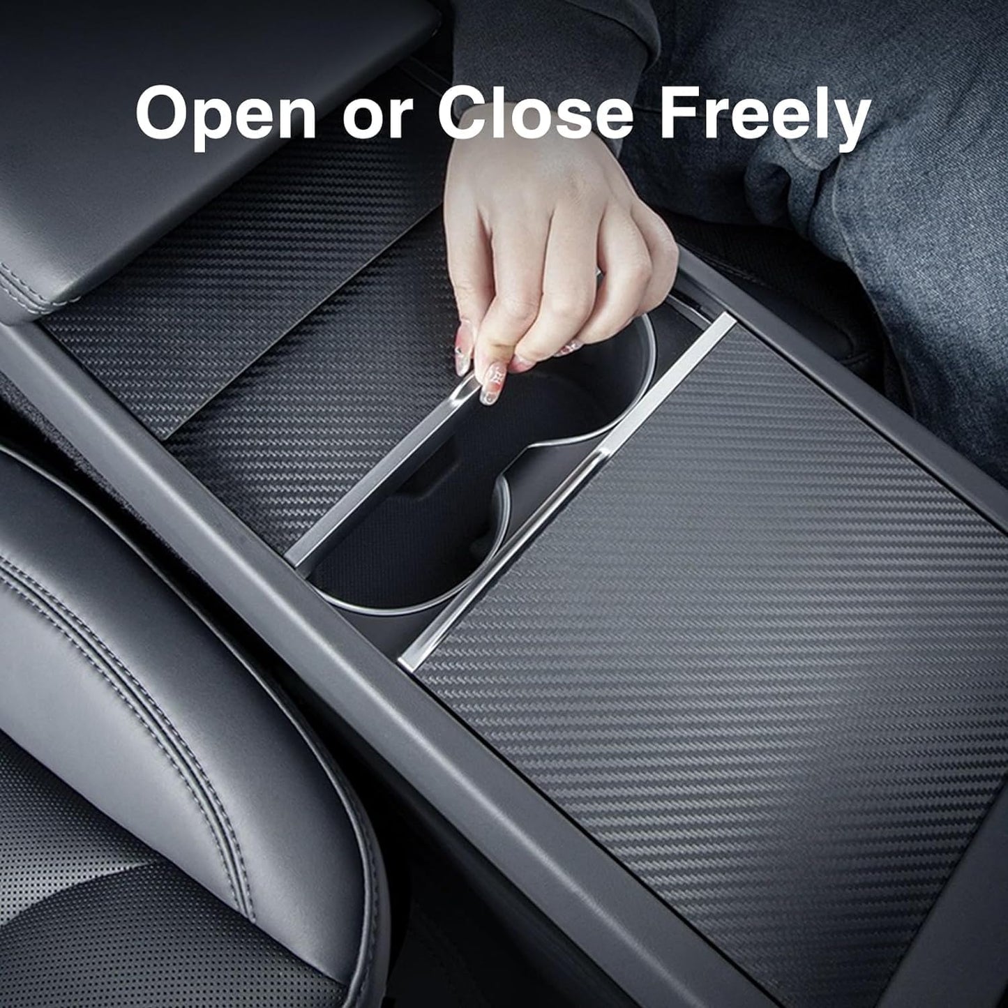 Tesheer Real Carbon Fiber Center Console Cover for 2024–2026 Model 3 Highland & 2025–2026 Model Y Juniper