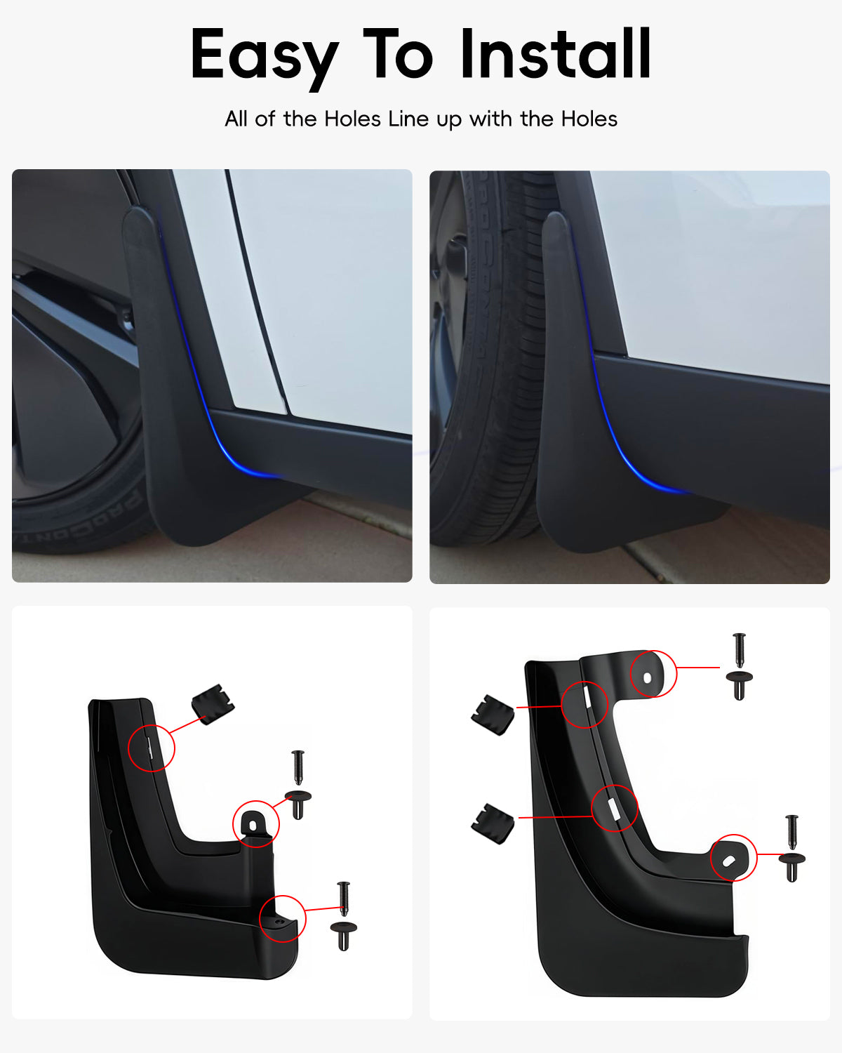 Tesheer Mud Flaps for 2022–2026 Tesla Model X – No-Drill Splash Guards, Set of 4