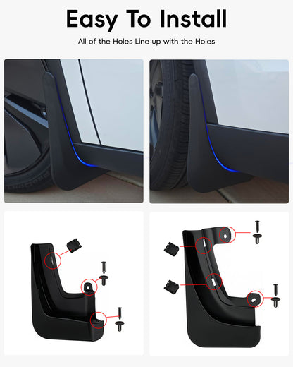 Tesheer Mud Flaps for 2022–2026 Tesla Model X – No-Drill Splash Guards, Set of 4 Tesheer