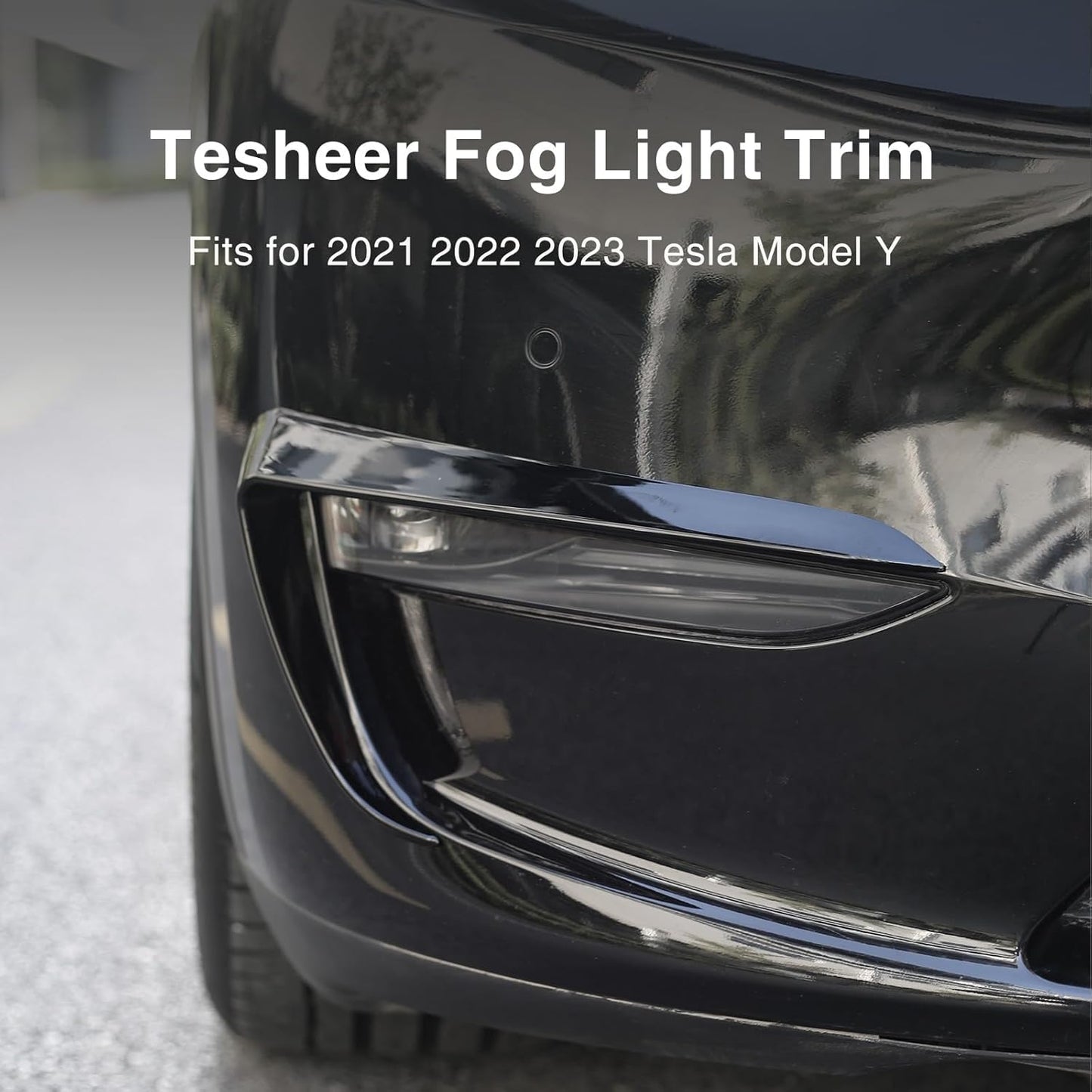 Tesheer ABS Front Fog Light Trim for Tesla Model Y (Glossy Black)