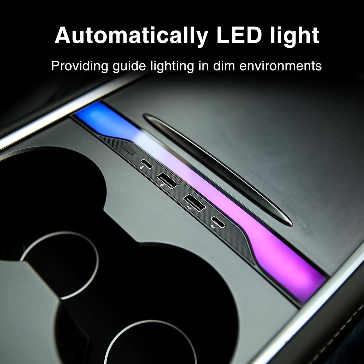 Tesheer RGB Light Multi Port USB Hub for Model 3/Y 2021-2024
