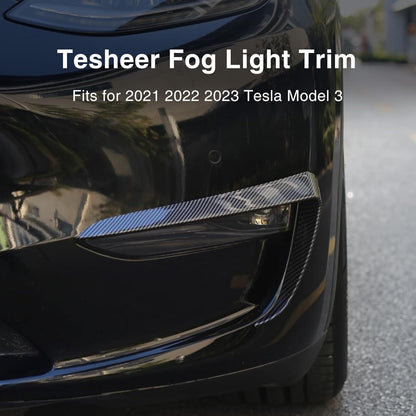 Tesheer ABS Front Fog Light Trim Cover for Tesla Model 3 2017-2023 Tesheer