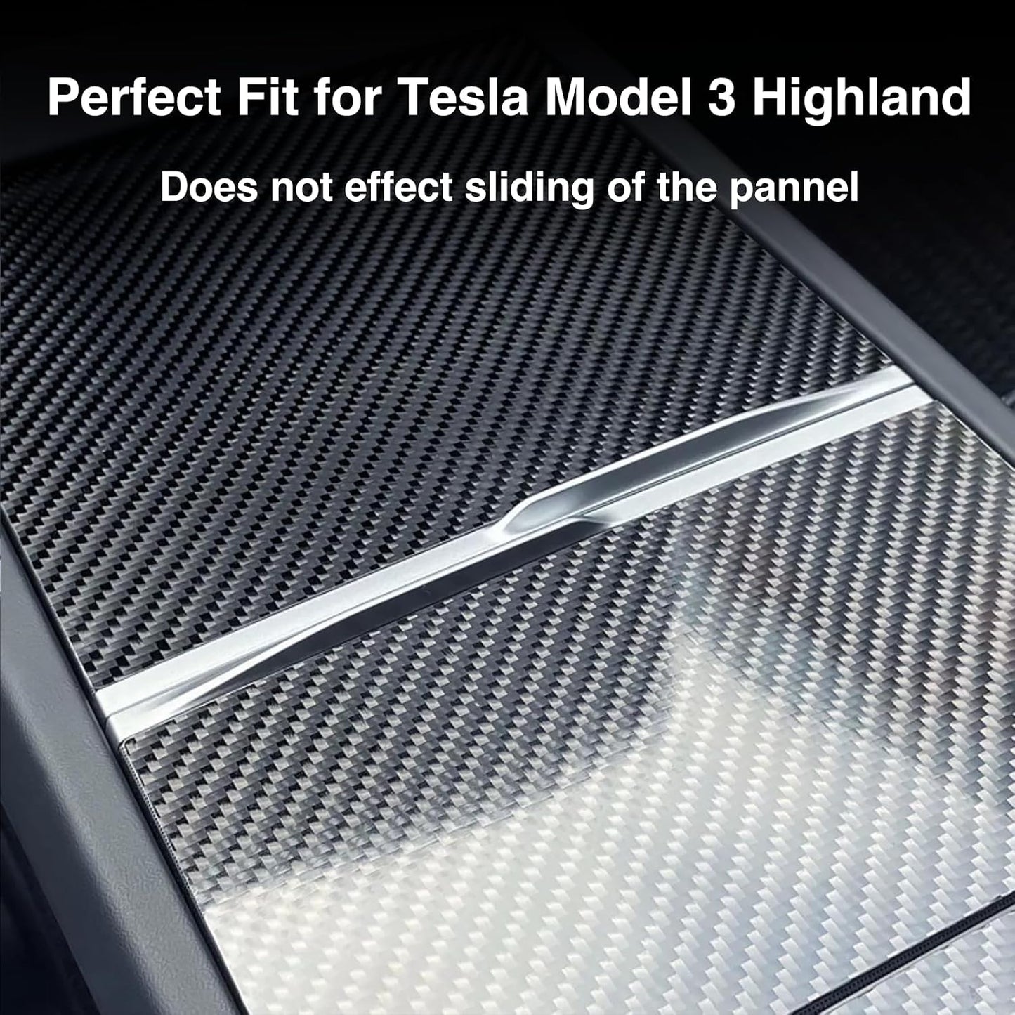 Tesheer Real Carbon Fiber Center Console Cover for 2024 Model 3 Highland