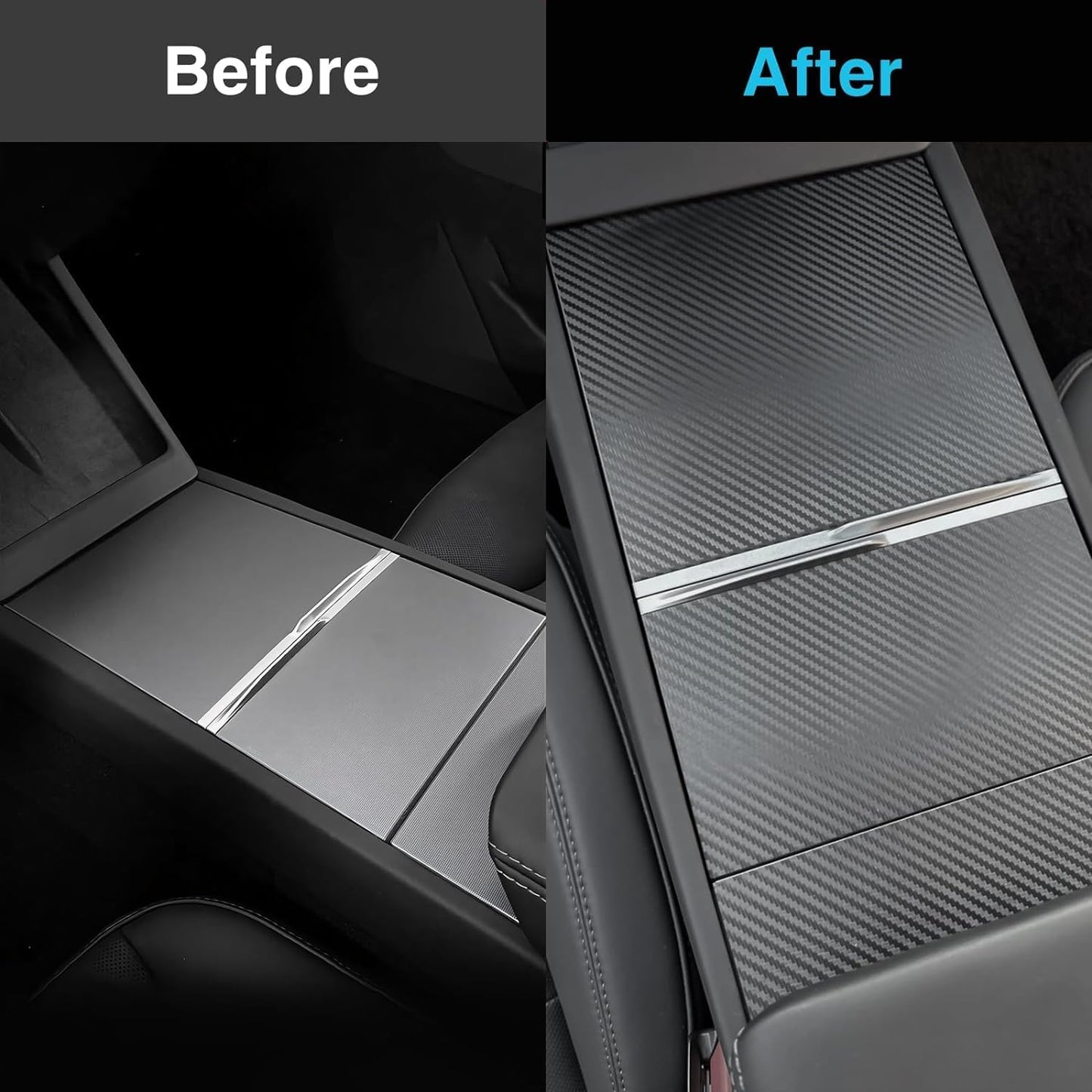 Tesheer Real Carbon Fiber Center Console Cover for 2024–2026 Model 3 Highland & 2025–2026 Model Y Juniper