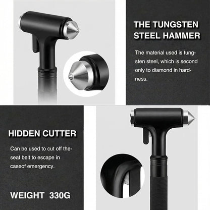 Tesheer 2-Pack Car Window Breaker & Seatbelt Cutter Emergency Escape Hammers – Black Tesheer