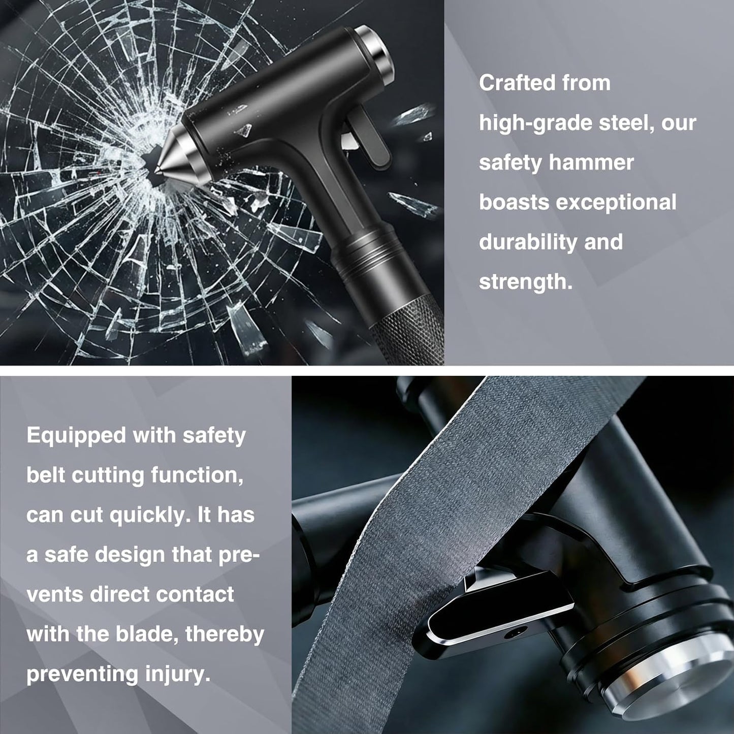 Tesheer 3-in-1 Car Window Breaker & Seatbelt Cutter Emergency Escape Hammer – Black
