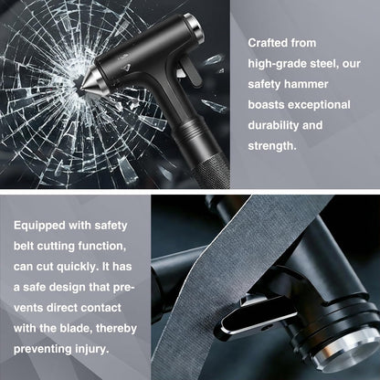 Tesheer 3-in-1 Car Window Breaker & Seatbelt Cutter Emergency Escape Hammer – Black Tesheer