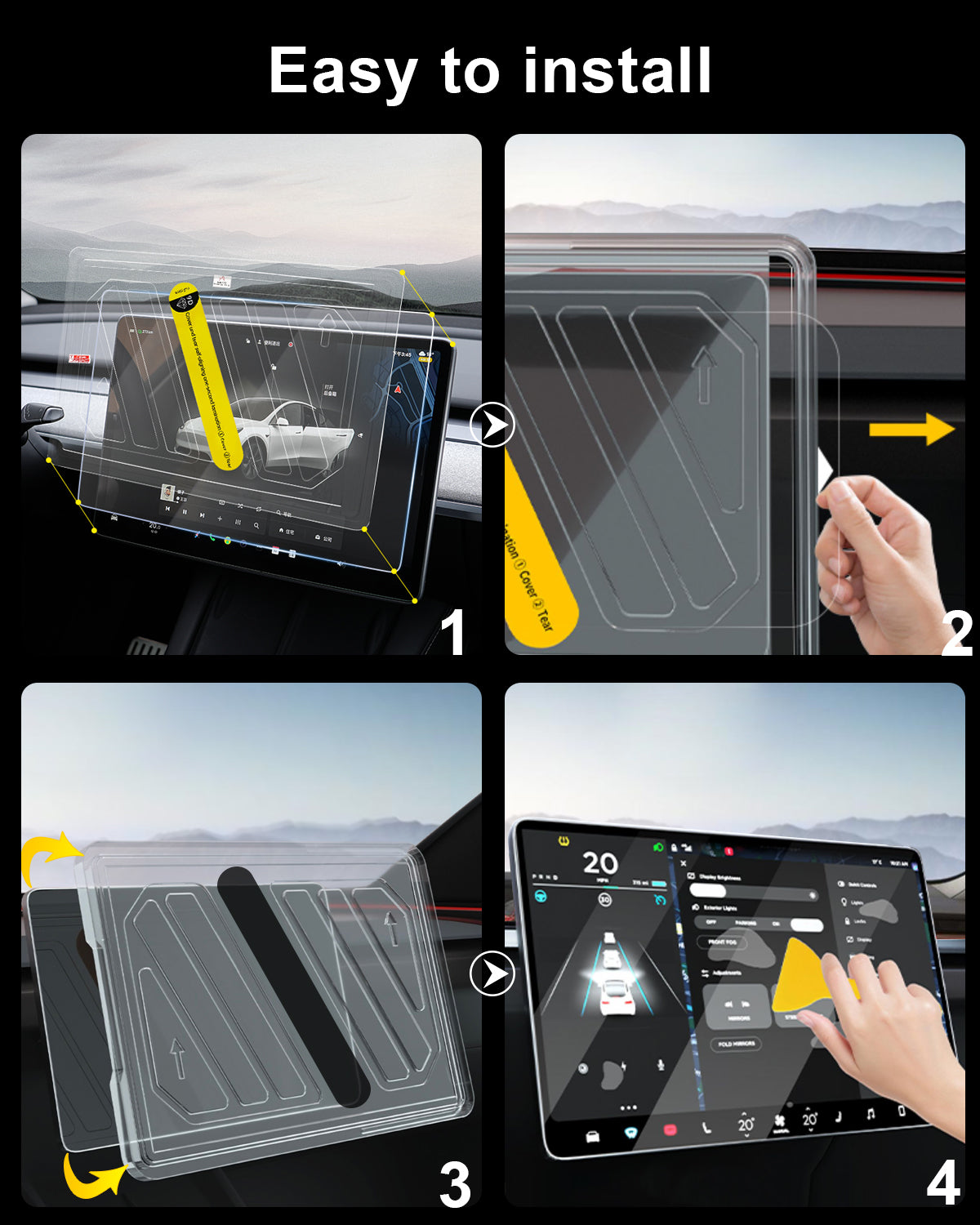 Tesla Model 3 Highland & Model Y Juniper Screen Protector (2024–2026) – 15" + 8" Tempered Glass