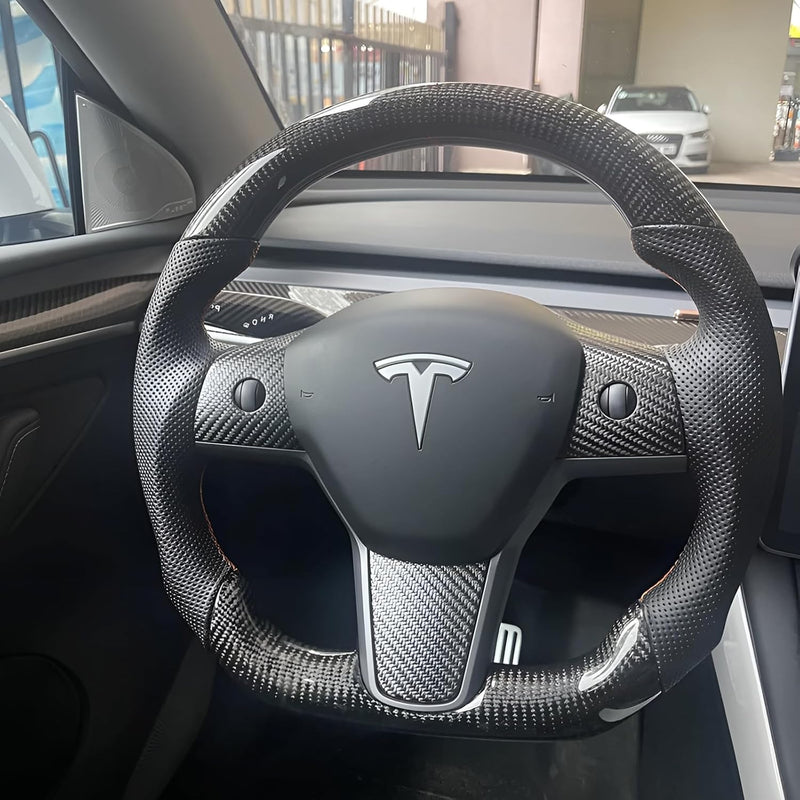 Tesheer Racing Style Steering Wheel for Tesla Model 3 Model Y