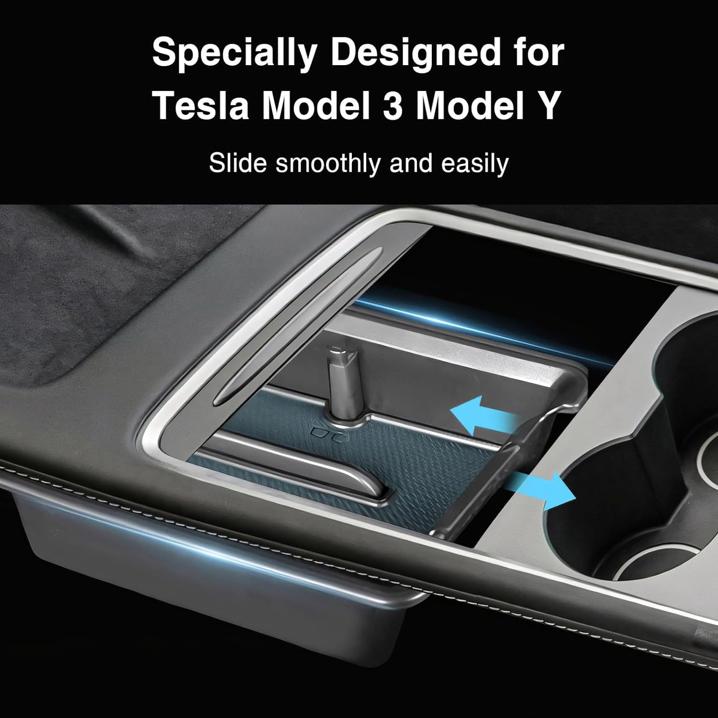 Tesheer Center Console Organizer Tray for Tesla Model 3/Y 2023 2022 2021 (2 PCS)