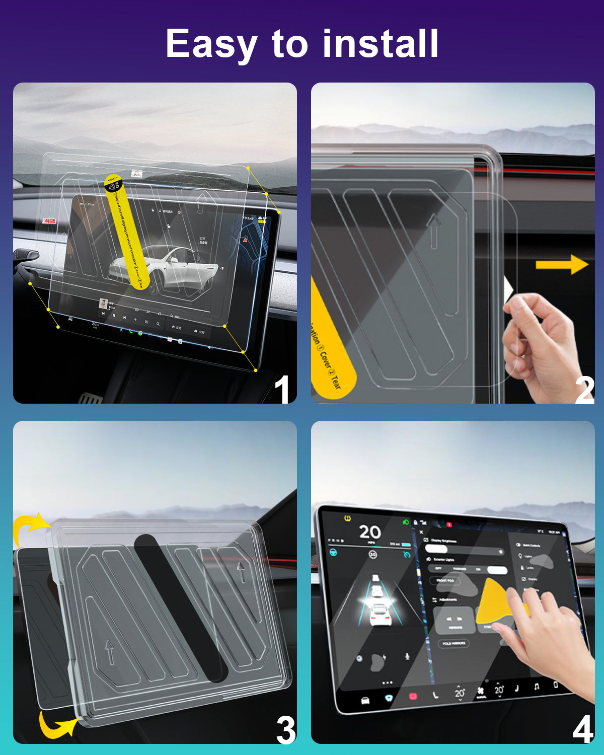 Tesheer Matte Screen Protector Set for Tesla Cybertruck 2024–2027 – 18.5" Front + 9.4" Rear, 2-Pack