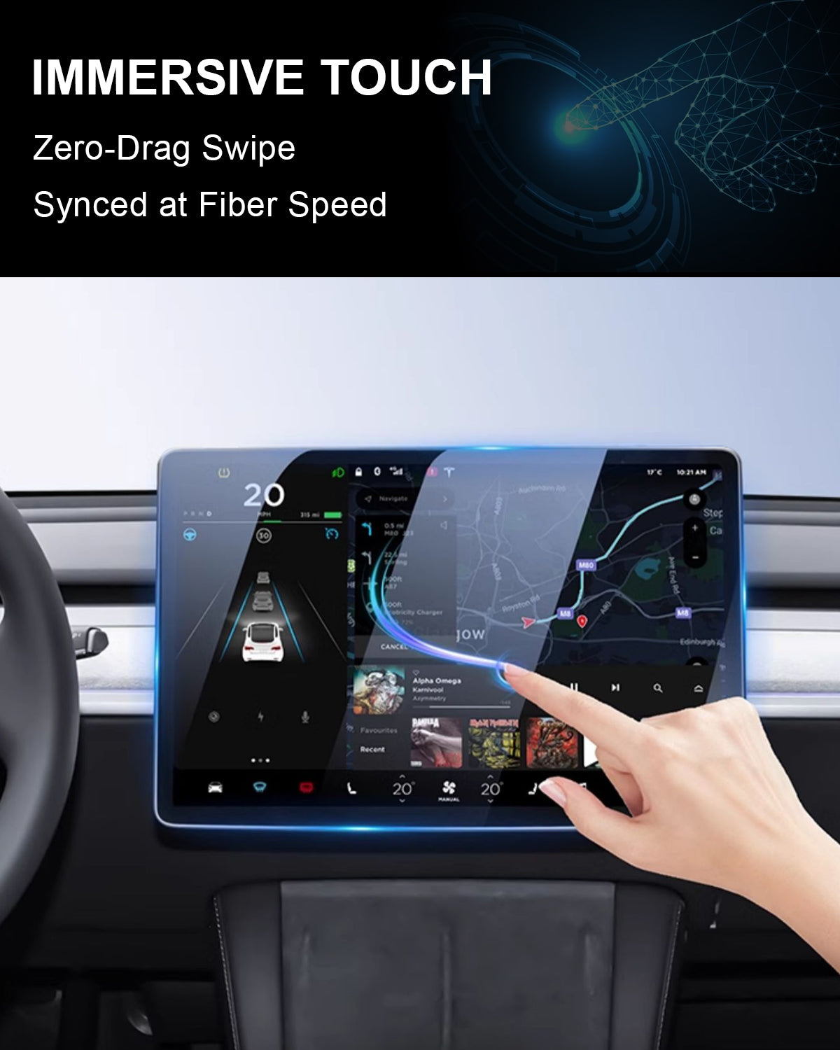 Tesla Model 3 Highland & Model Y Juniper Screen Protector (2024–2026) – 15" + 8" Tempered Glass