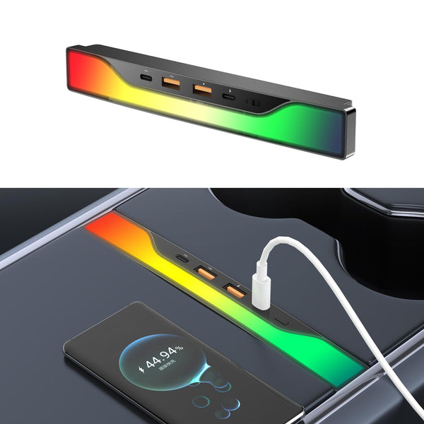 Tesheer RGB Light Multi Port USB Hub for Model 3/Y 2021-2024