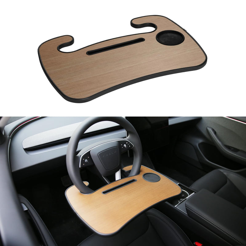 Tesheer Steering Wheel Tray for Tesla Model 3/Y (Wood Grain)