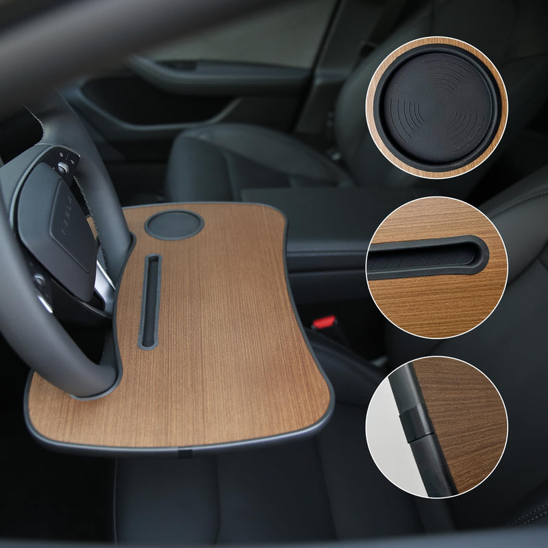 Tesheer Steering Wheel Tray for Tesla Model 3/Y (Wood Grain)