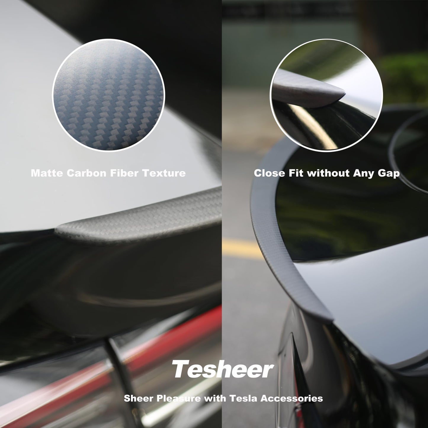 Tesheer Real Carbon Fiber Rear Trunk Spoiler Wings for Tesla Model Y