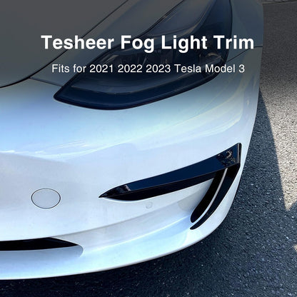 Tesheer ABS Front Fog Light Trim Cover for Tesla Model 3 2017-2023 Tesheer