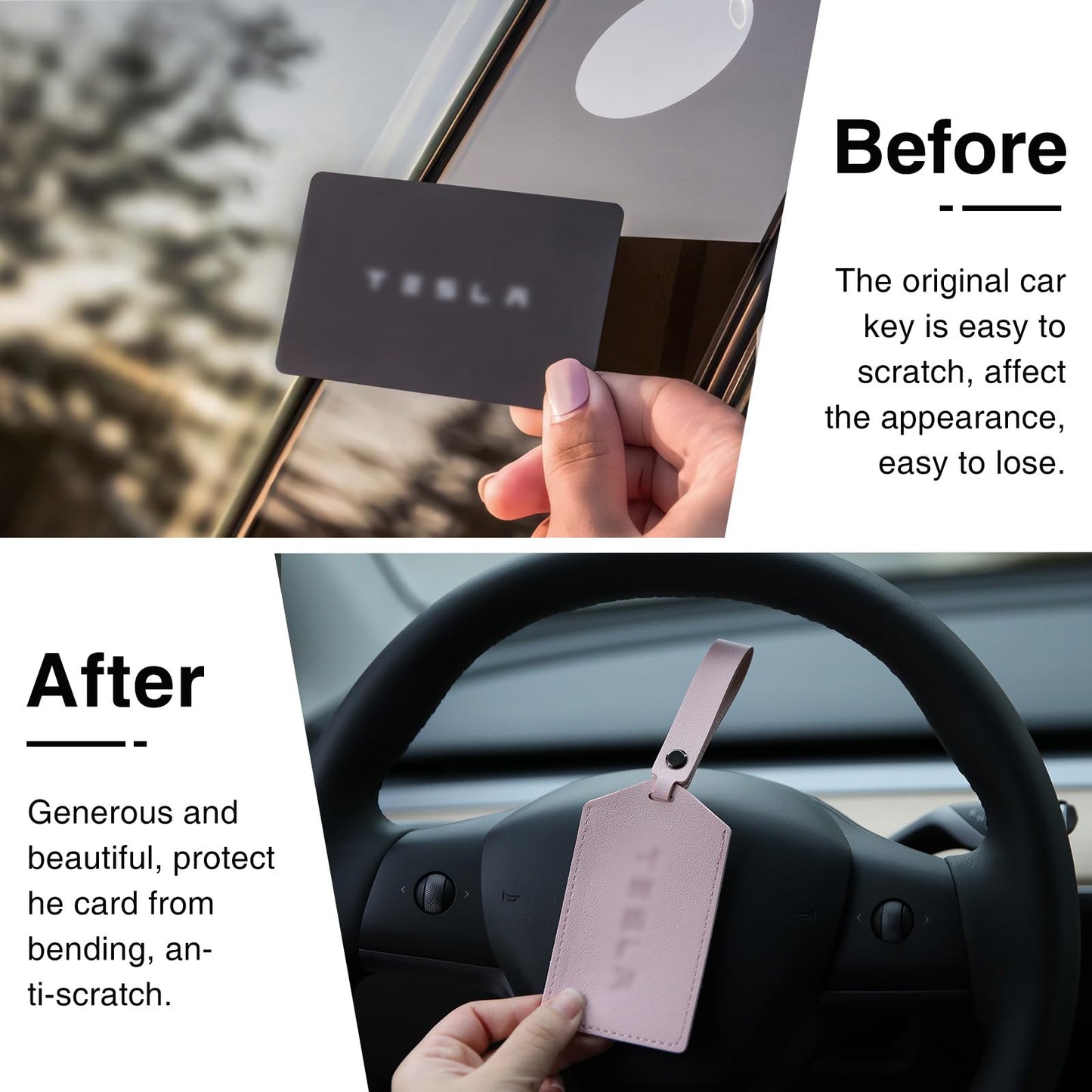 Tesheer PU leather Key Card Holder for Tesla Model 3/Y/X/S 1PCS