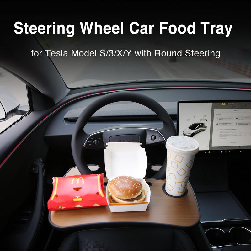 Tesheer Steering Wheel Tray for Tesla Model 3/Y (Wood Grain)