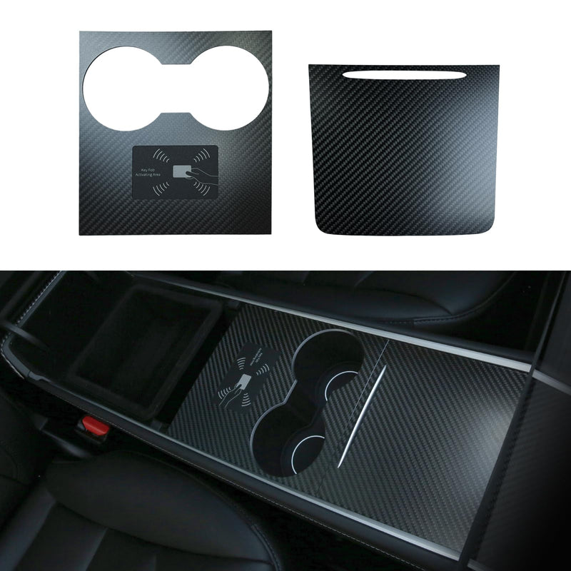 Tesheer Center Console Wrap Kit 3K Twill Carbon Fiber for Tesla Model 3 Model Y 2021 2022 2023