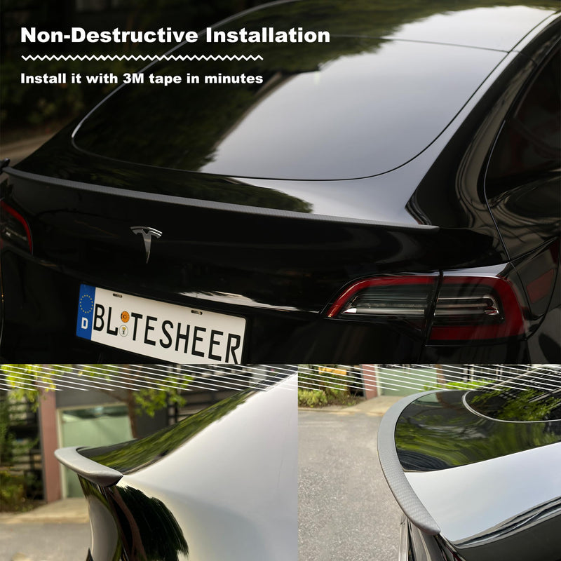 Tesheer Real Carbon Fiber Rear Trunk Spoiler Wings for Tesla Model Y