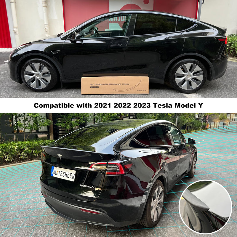 Tesheer Real Carbon Fiber Rear Trunk Spoiler Wings for Tesla Model Y