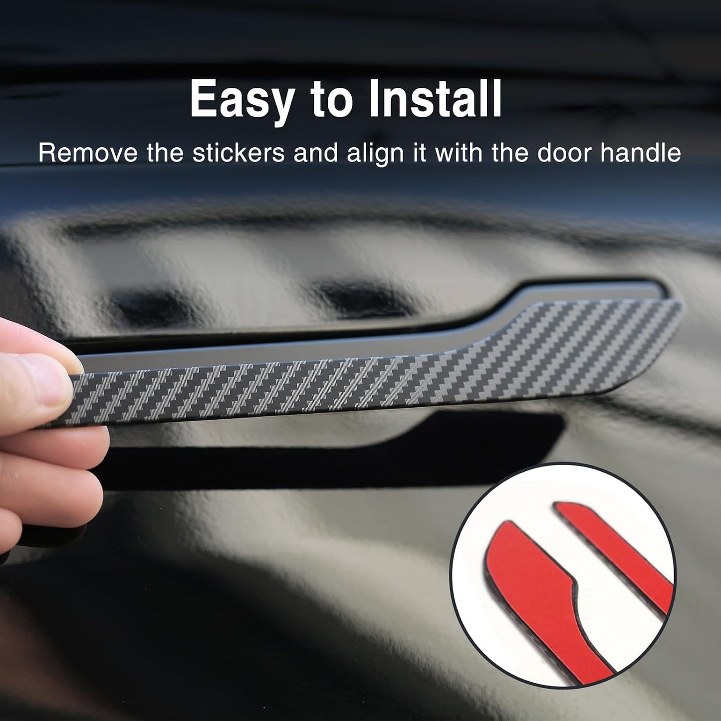 Tesheer Matte Carbon Fiber-Textured Door Handle Covers for Tesla Model 3/Y – ABS, 4PCS
