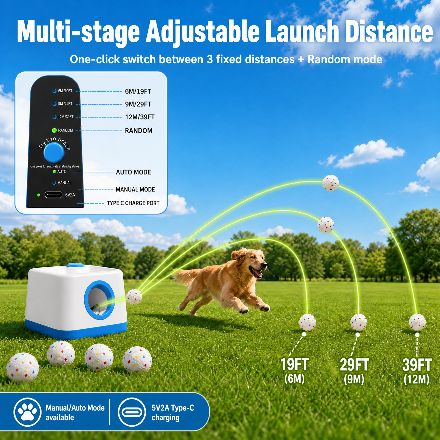 Cyberpaws Automatic Dog Ball Launcher | Rechargeable Fetch Toy
