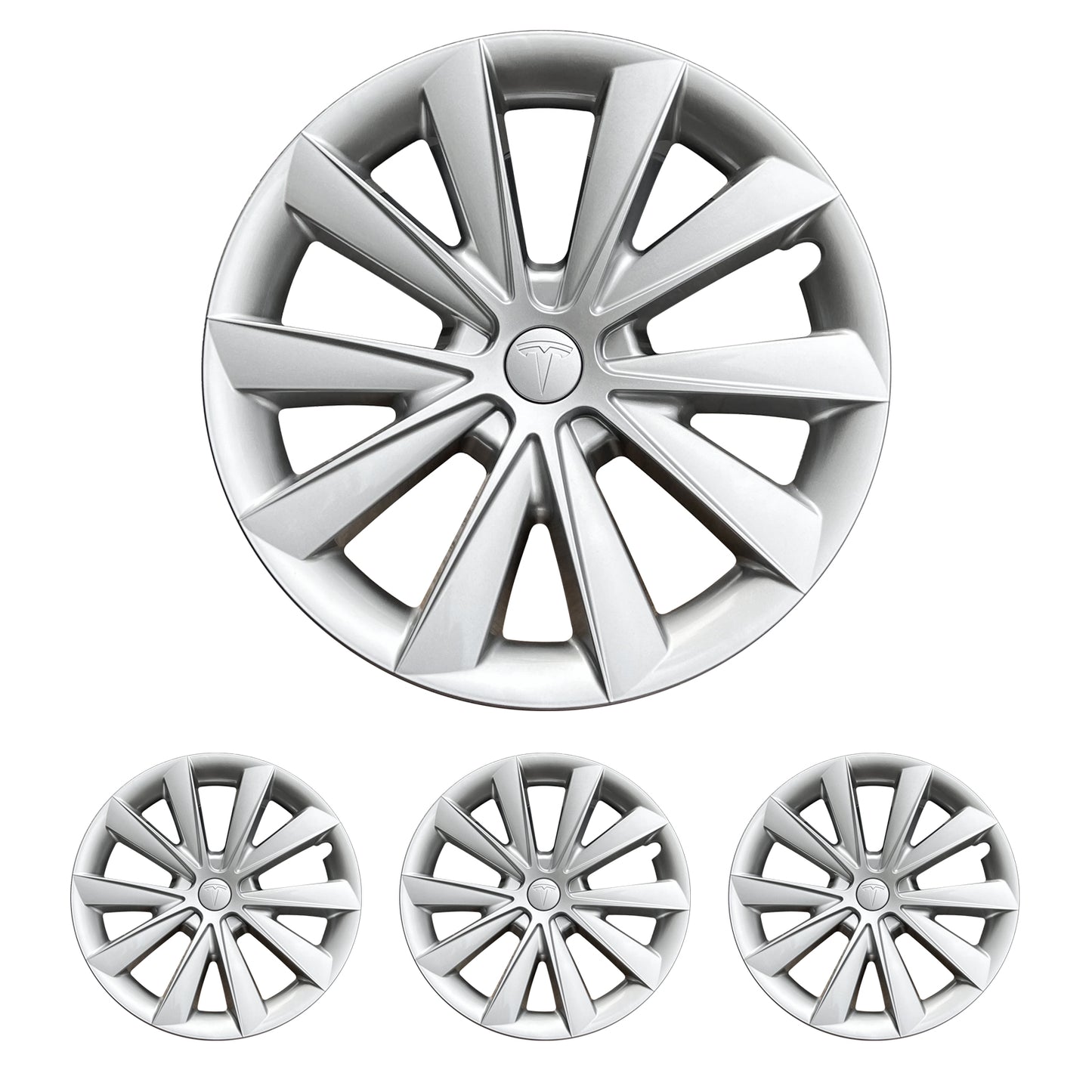 Tesheer for Tesla Model 3 Hubcaps Wheel Covers 18 Inch Snap 2019-2023 Clip-On HubCaps Replacement Set of 4 Car Accessories (Straight-edged)