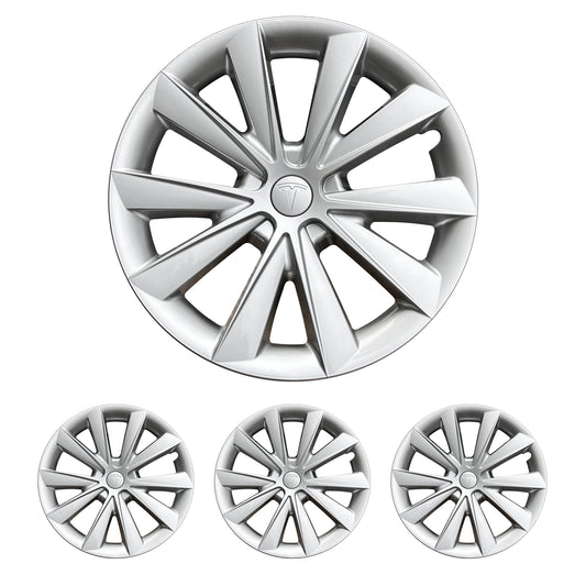 Tesheer for Tesla Model 3 Hubcaps Wheel Covers 18 Inch Snap 2019-2023 Clip-On HubCaps Replacement Set of 4 Car Accessories (Straight-edged)