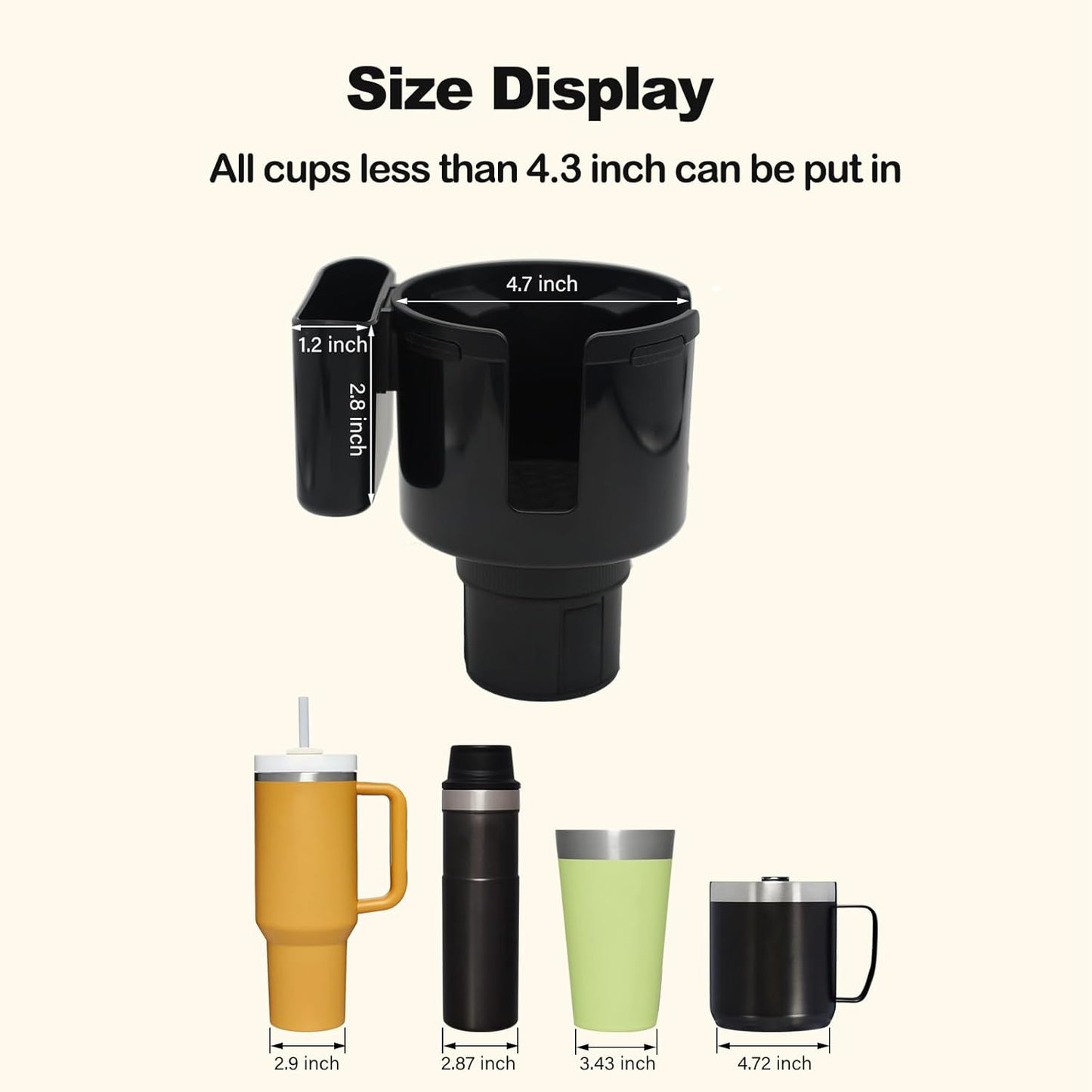 Tesheer Adjustable Cup Holder Expander for Tesla Model 3 & Model Y