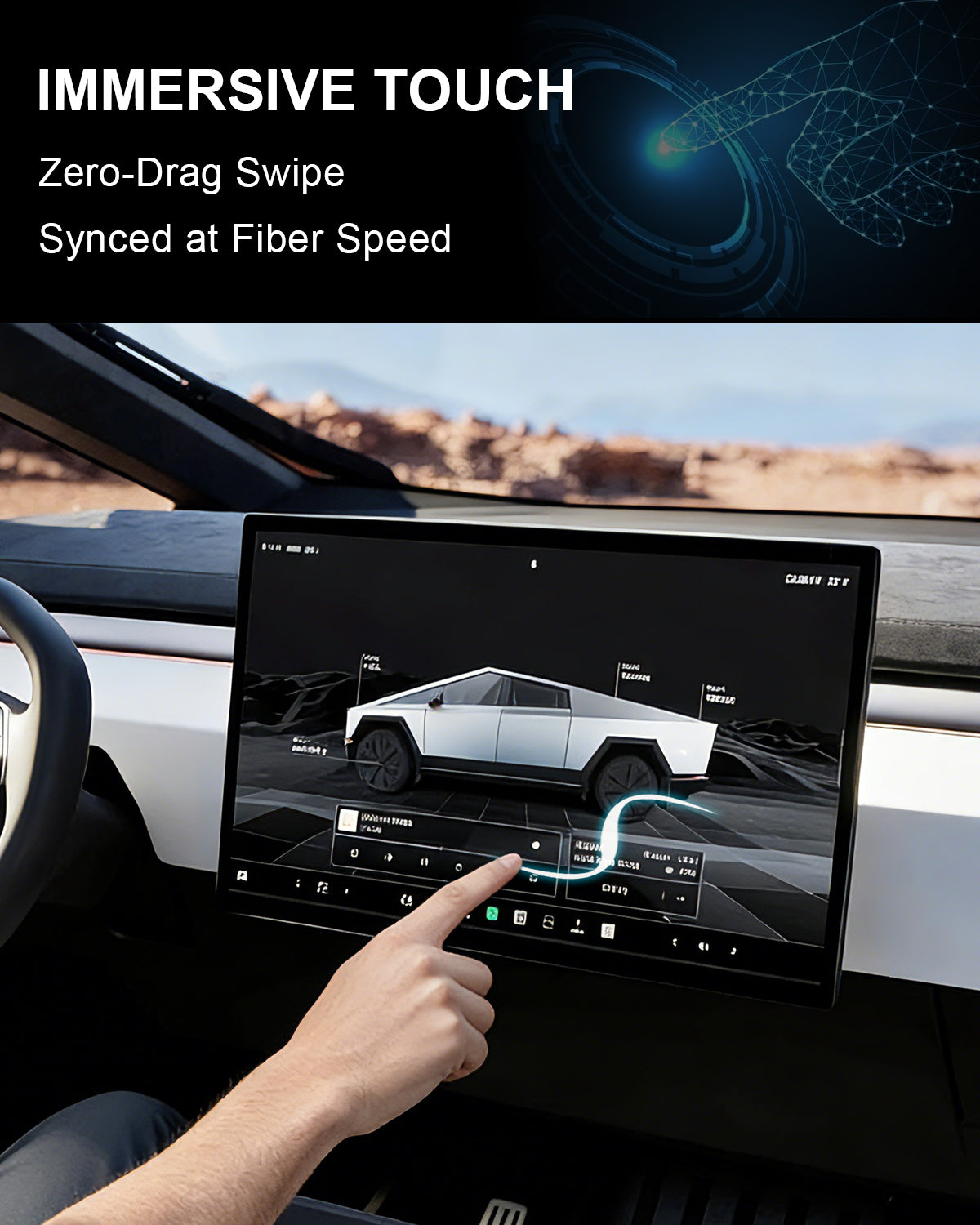 Tesheer Cybertruck Screen Protector Set – 18.5" Front & 9.4" Rear Tempered Glass, 2024–2027